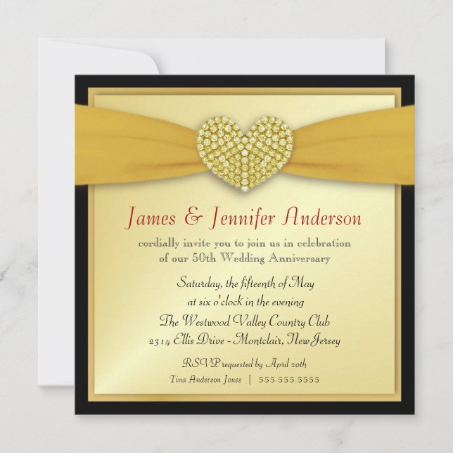 Invitaciones de corazón elegantes para la fiesta d (Anverso)