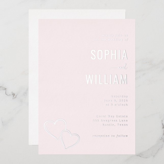 Invitaciones de Corazón Rosa Romántico (Anverso/Reverso)