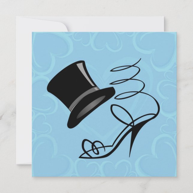 Invitaciones de Corazones de Cielo Azul Sombrero d (Anverso)