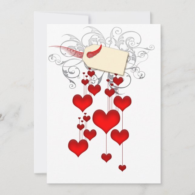 Invitaciones de corazones rojos (Anverso)