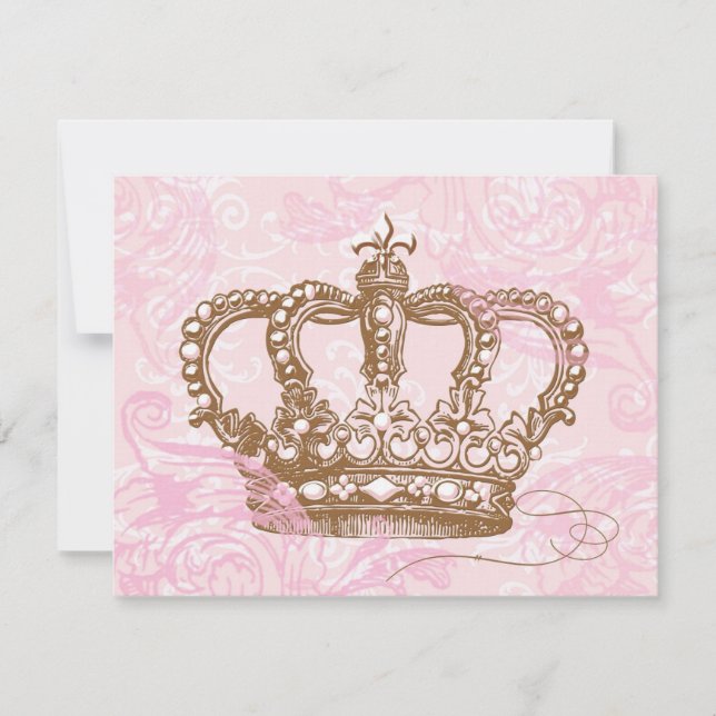 Invitaciones de corona de princesa rosa (Anverso)