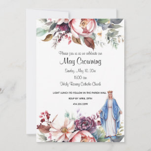 Invitaciones de coronación de mayo católico