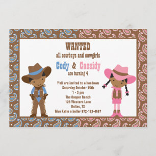 Invitaciones de cowboy y Cowgirl afroamericanos