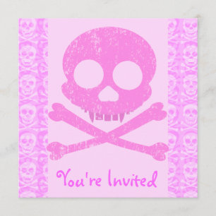 Invitaciones de cráneo rosado con problemas
