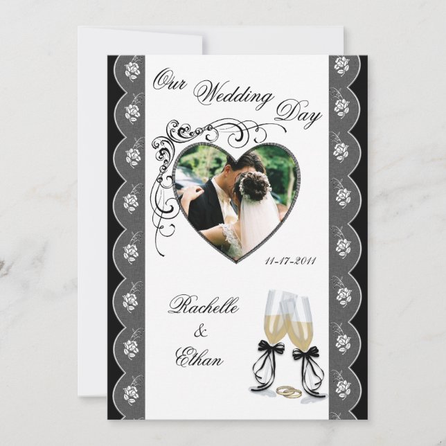 Invitaciones de cristal negras de la foto de la (Anverso)