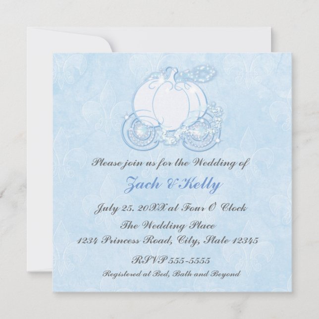 Invitaciones de cuento de hadas de Cenicienta azul (Anverso)