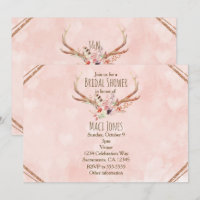 Invitaciones de Cuerno de Ciervo Floral Rosa Rubor