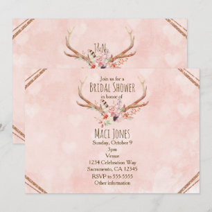 Invitaciones de Cuerno de Ciervo Floral Rosa Rubor