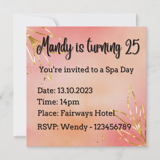 Invitaciones de cumpleaños (Anverso)