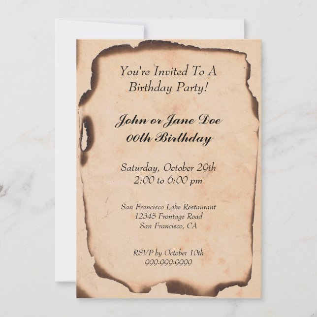 Invitaciones de cumpleaños (Anverso)