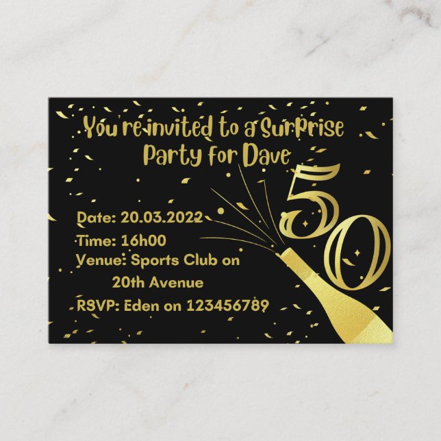 Invitaciones de cumpleaños (Anverso)