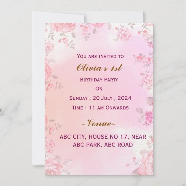 Invitaciones de cumpleaños (Anverso)