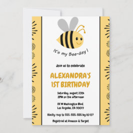 Invitaciones de cumpleaños 1º de abeja Lindas Mode