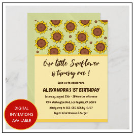 Invitaciones de cumpleaños 1º de girasol lindas mo