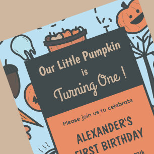 invitaciones de cumpleaños 1º de Halloween calabaz