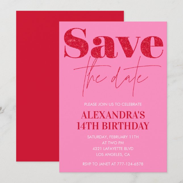 Invitaciones de cumpleaños 14 rosadas Guarda la fe (Anverso / Reverso)