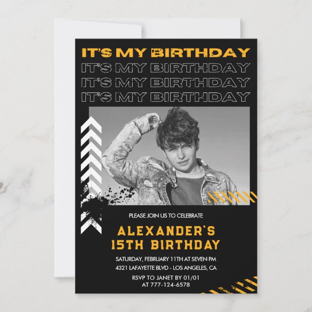 invitaciones de cumpleaños 15 hombres Foto Pintura (Anverso)