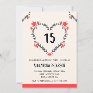 invitaciones de cumpleaños 15 para ella floral cor