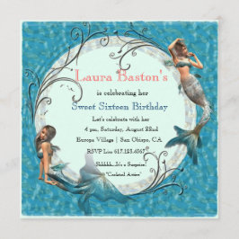 Invitaciones de cumpleaños 16 dulces Mermaid Teal