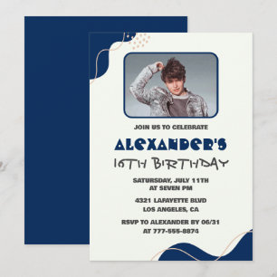 invitaciones de cumpleaños 16 hombres azul marino