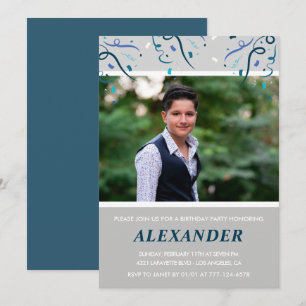 invitaciones de cumpleaños 16 hombres confeti foto
