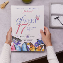 Invitaciones de cumpleaños 17º personalizado Pink