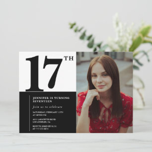 Invitaciones de cumpleaños 17 negras Elegantes Chi