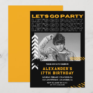 Invitaciones de cumpleaños 17 negras para hombres