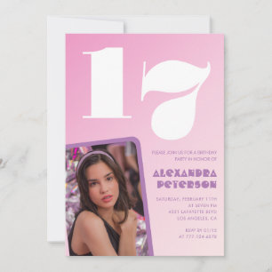 Invitaciones de cumpleaños 17 rosadas Foto Retro