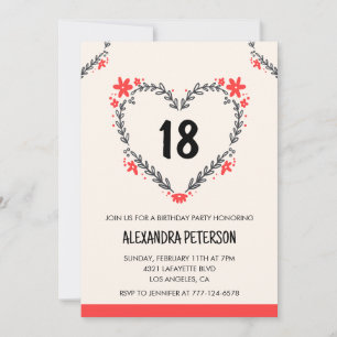 invitaciones de cumpleaños 18 para ella floral cor
