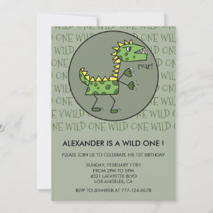 Invitaciones de cumpleaños 1er dinosaurio niño sal