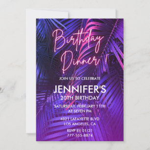 Invitaciones de cumpleaños 20 Neon Cena Floral