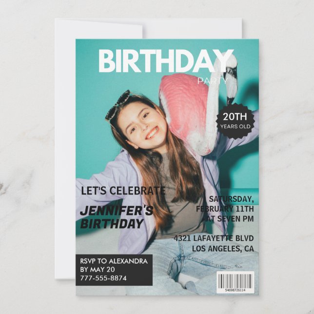invitaciones de cumpleaños 20 para la portada de l (Anverso)