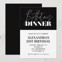 invitaciones de cumpleaños 21 Cumpleaños Cena Eleg