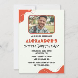 Invitaciones de cumpleaños 24 para hombres moderna