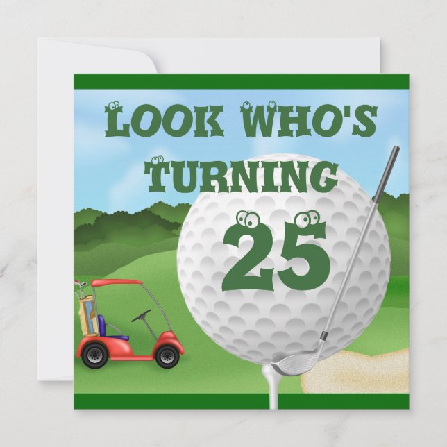 Invitaciones de cumpleaños 25 a Fun Golf (Anverso)