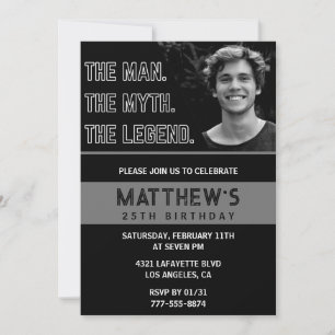 invitaciones de cumpleaños 25 The Man The Legend