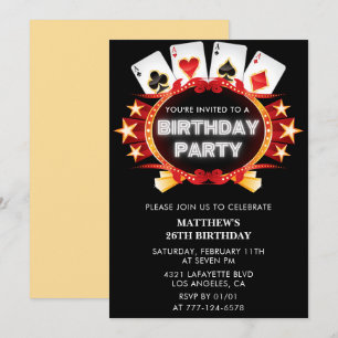 invitaciones de cumpleaños 26 Casino Vegas Hombres
