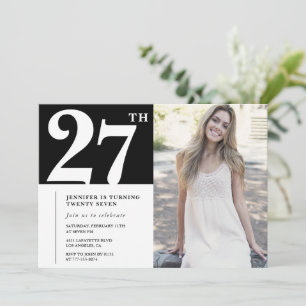 Invitaciones de cumpleaños 27 Black Chic Photo