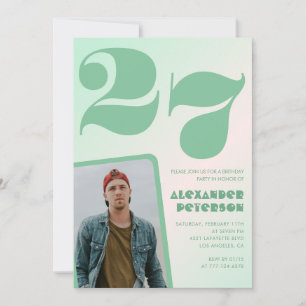 Invitaciones de cumpleaños 27 verde gradiente Niño