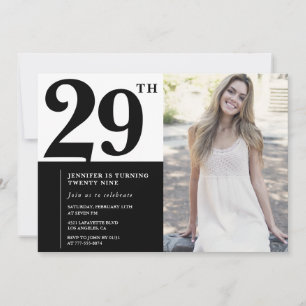 Invitaciones de cumpleaños 29 para fotos en blanco