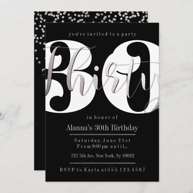 Invitaciones de cumpleaños 30 (Anverso / Reverso)