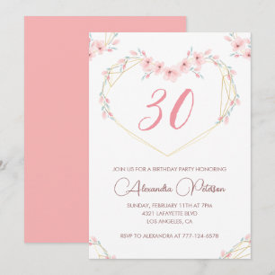 invitaciones de cumpleaños 30 Boho Floral Elegante