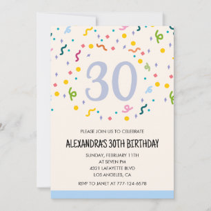 Invitaciones de cumpleaños 30 modernas Confeti