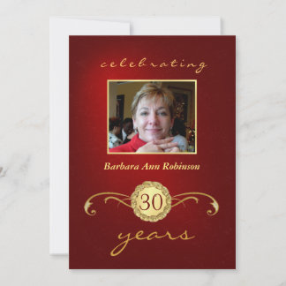 Invitaciones de cumpleaños 30 - Monograma rojo y o