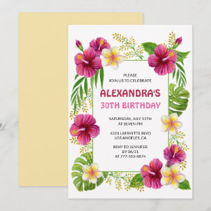 invitaciones de cumpleaños 30 Tropical Party Luau