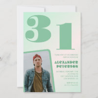 Invitaciones de cumpleaños 31 con gradiente verde