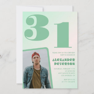 Invitaciones de cumpleaños 31 con gradiente verde 