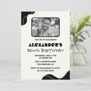Invitaciones de cumpleaños 32 negras Hombres Simpl