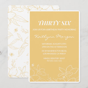 Invitaciones de cumpleaños 36 Floral Modernas Amar